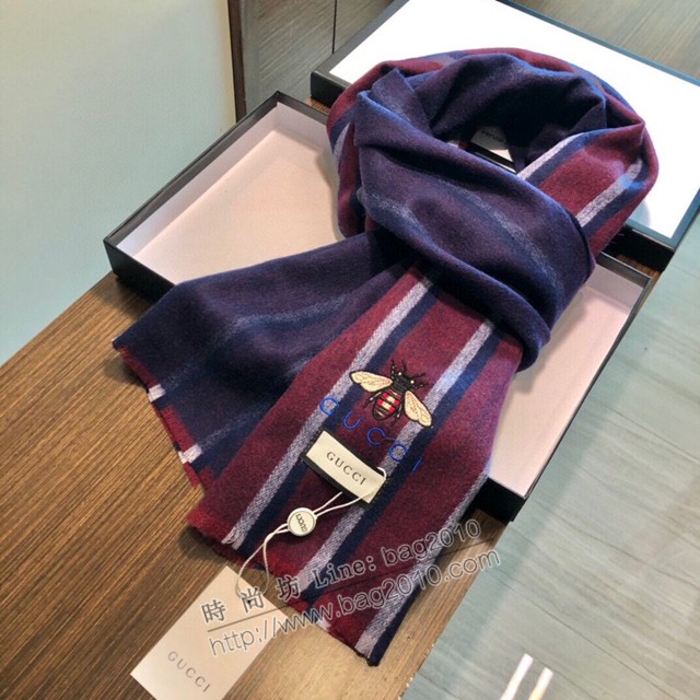 Gucci經典羊絨長巾 古馳2021年冬款專櫃限量發售款 古琦定制版本蜜蜂頂級圍巾  mmj1163
